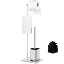 Kelvenix Toilet Paper Roll Holder Floor Free Standing in Silver - thumbnail 1