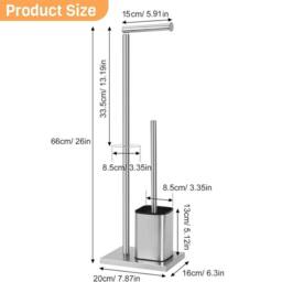 Kelvenix Toilet Paper Roll Holder Floor Free Standing in Silver - thumbnail 2