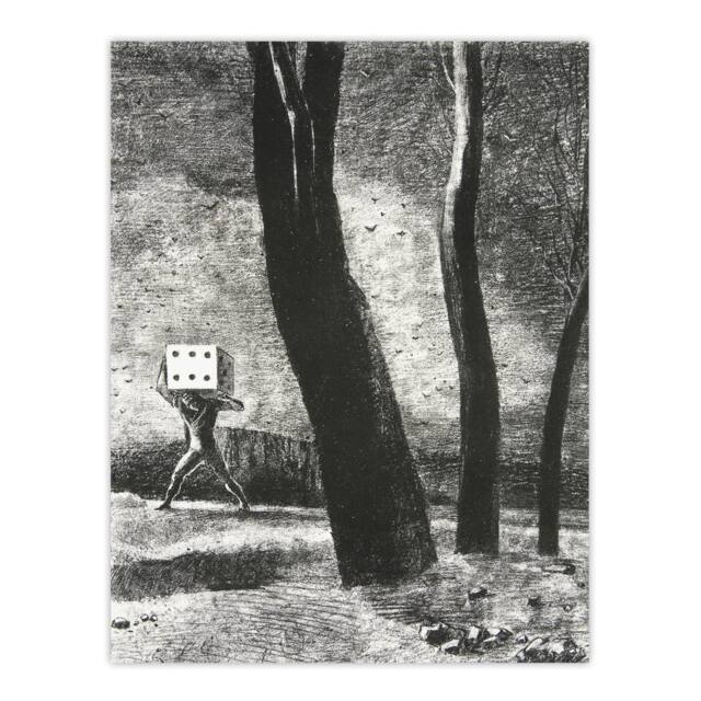 "Artery8 The Gambler Charcoal Painting Redon Vintage Wall Art Print Poster in Grey - Size: W12"" x H16""" - image 1
