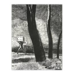 "Artery8 The Gambler Charcoal Painting Redon Vintage Wall Art Print Poster in Grey - Size: W12"" x H16""" - thumbnail 1