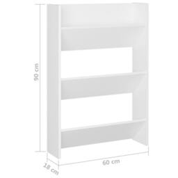 Berkfield Home Wall Shoe Cabinet White 60x18x90 cm Engineered Wood - Size: 60 x 18 x 90 cm - thumbnail 6