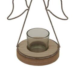 Lemon Pavilion Furniture and Decor Rustic Outline Angel Tealight on Stand with Glass Votive L9xW13xH19 cm in Brown - thumbnail 3