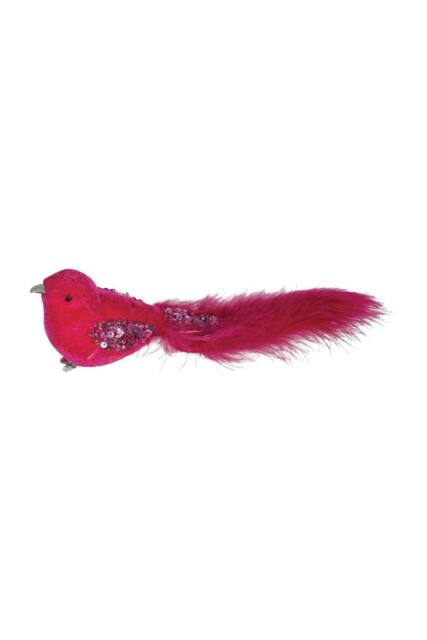 KDMD Hot Pink Velvet Bird with Glitter & Clip 20cm 3 Pack - image 1