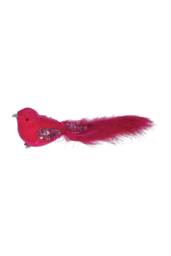 KDMD Hot Pink Velvet Bird with Glitter & Clip 20cm 3 Pack - thumbnail 1