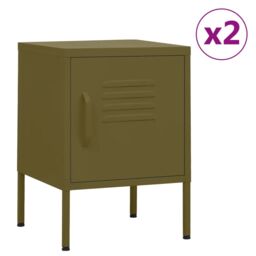Berkfield Home Nightstands 2 pcs Olive Green 35x35x51 cm Steel - Size: 35 x 35 x 51 cm