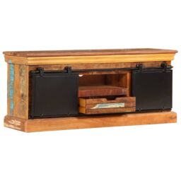 Berkfield Home TV Cabinet 110x30x45 cm Solid Reclaimed Wood in Brown - Size: 110 x 30 x 45 cm - thumbnail 2