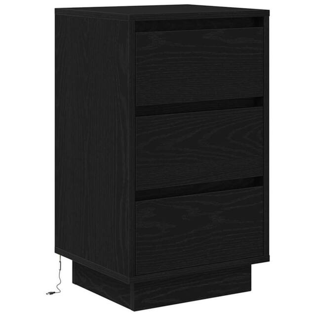 Berkfield Home Durable Bedside Cabinet with LED Lights¬†Black 38x34x65 cm in Black - Size: 38 x 34 x 65 cm - image 1