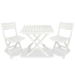 Berkfield Home 3 Piece Folding Bistro Set Plastic White