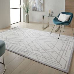 The Rug Shop UK Geometric Cheque Viscose Easy To Grey Clean Latex Back Rug - Size: 120 cm x 180 cm - thumbnail 1