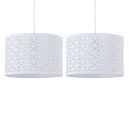First Choice Lighting Set of 2 White Laser Cut 25cm Pendant Lightshades - thumbnail 1