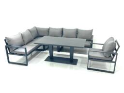 Fimous Aluminum Outdoor Garden Furniture Set Corner Sofa Chair Adjustable Rising Lifting Dining Table Sets Dark Grey - thumbnail 1