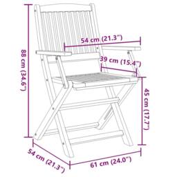 Berkfield Home Folding Outdoor Chairs 2 pcs Solid Acacia Wood in Brown - thumbnail 9