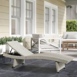 Kelvenix PE Rattan Sun Lounger with 4-Level Adjustable Backrest in Grey - Size: 0.6m2 - thumbnail 3