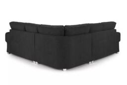 Furniture 786 Chingford Full Back 2C2 Corner Sofa Chenille Fabric in Black - thumbnail 2