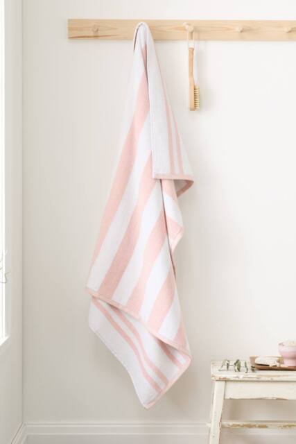 Bianca 'Reversible Stripe' Cotton Jacquard Bath Towel in Pale Pink - image 1