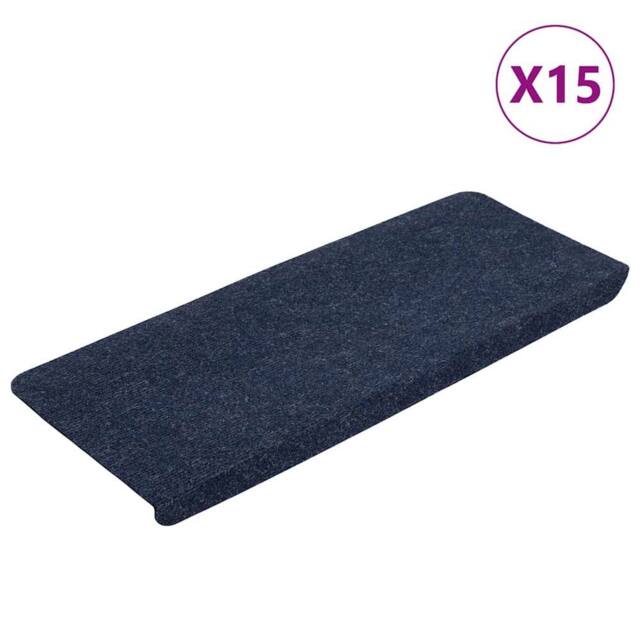 Berkfield Home Stair Mats Self-adhesive 15 pcs 65x24.5x3.5 cm Blue - Size: Medium - image 1