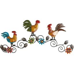 mysmartbuy Country Cockerels Wall Art - Hand Painted Rooster Ornament Decoration - thumbnail 2