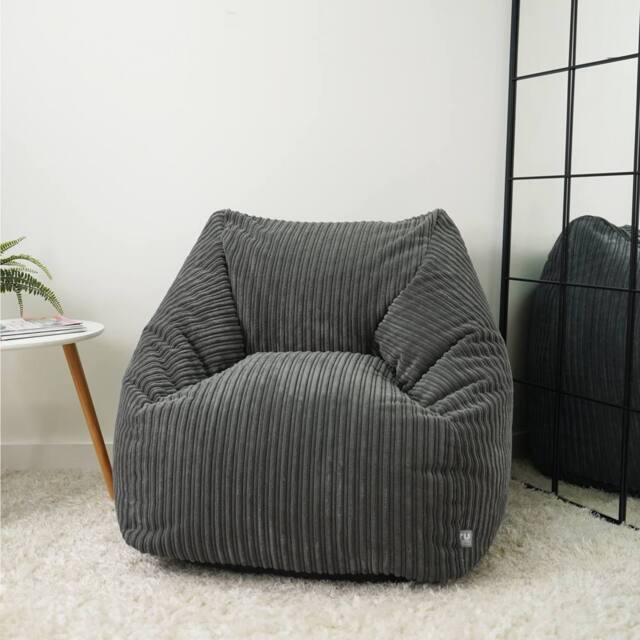 rucomfy Beanbags rucomfy Indoor Large Snuggle Bean Bag Chair - Adults Jumbo Cord in Grey - image 1