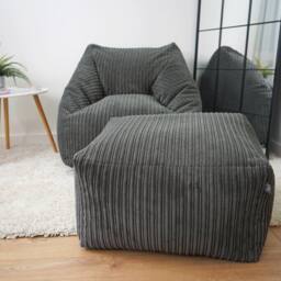 rucomfy Beanbags rucomfy Indoor Large Snuggle Bean Bag Chair - Adults Jumbo Cord in Grey - thumbnail 2