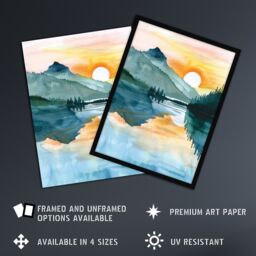 "Artery8 Sun Rising Over Lake Blanche Mountain Landscape Framed Wall Art in Green - Size: W12"" x H16""" - thumbnail 2