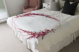 Benjamin Tate Design Pink Flower & Geometric Shapes Blanket in Natural - Size: 120 cm x 150 cm - thumbnail 3