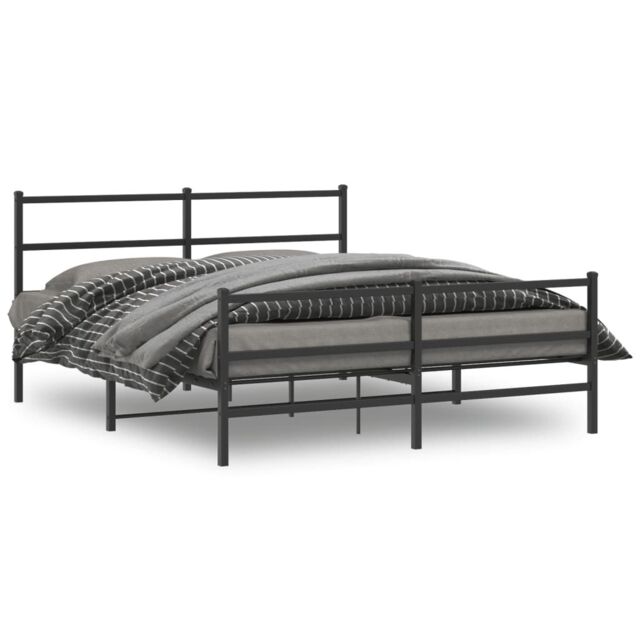 Berkfield Home Metal Bed Frame without Mattress with Footboard¬†Black 150x200cm in Black - Size: 150x200 cm - image 1
