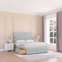 "Sloomy Madison Divan Bed Base 2 Drawers 12"" Footboard & 26"" Strutted Headboard in Silver - Size: Double" - thumbnail 1