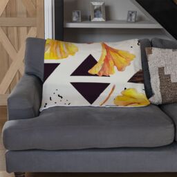 Benjamin Tate Design Orange Flowers & Triangles Blanket in Natural - Size: 120 cm x 150 cm - thumbnail 2