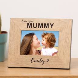 Uniqueful Women's Personalised Love You Mummy Wood Picture Frame 6x4 Silver Finish in Brown - thumbnail 1