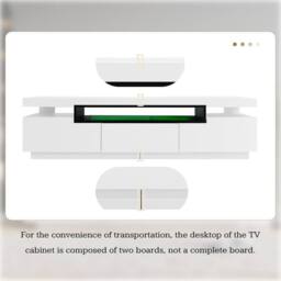 BTM High gloss TV stand with LED 3 drawers 160cm for 70 inch TV in White - thumbnail 8