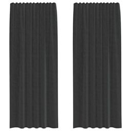 Berkfield Home Voile Curtains with Rod Pockets 2 pcs Black - thumbnail 2