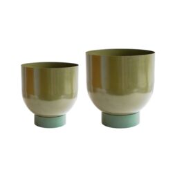 Ivyline Indoor Austin Dual Green Metal Planters Set of 2 *extra large* - thumbnail 4