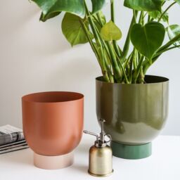 Ivyline Indoor Austin Dual Green Metal Planters Set of 2 *extra large* - thumbnail 2