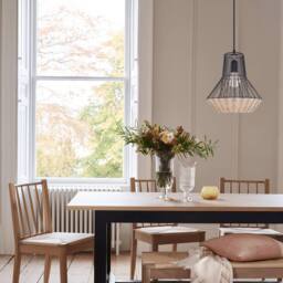 Living and Home Geometric Rattan and Iron Pendant Light in Natural - thumbnail 2