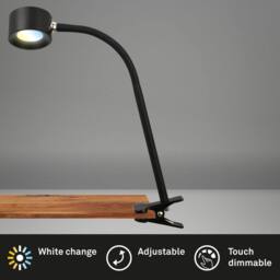 BRILONER Rechargeable LED Reading Desk Lamp with Clamp in Black - thumbnail 2