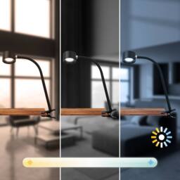 BRILONER Rechargeable LED Reading Desk Lamp with Clamp in Black - thumbnail 6