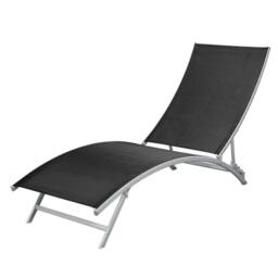 Berkfield Home Sun Lounger Steel & Textilene Black - thumbnail 2