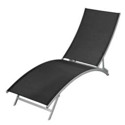 Berkfield Home Sun Lounger Steel & Textilene Black - thumbnail 1