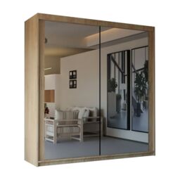 Sliding Wardrobes 4U Double Mirror Sliding Wardrobe With LED Light W150cm x H217cm x D62cm in Light Brown - thumbnail 2
