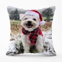 Warren Reed - Designer Christmas Dandie Dismount Terrier Cushion in White - Size: 60 cm x 60 cm - thumbnail 1