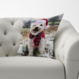 Warren Reed - Designer Christmas Dandie Dismount Terrier Cushion in White - Size: 60 cm x 60 cm - thumbnail 3