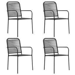 Berkfield Home Traditional Garden Chairs 4 pcs Cotton Rope & Steel Black - thumbnail 2