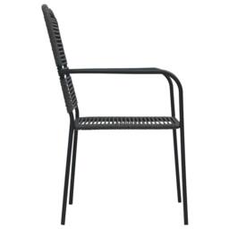 Berkfield Home Traditional Garden Chairs 4 pcs Cotton Rope & Steel Black - thumbnail 4