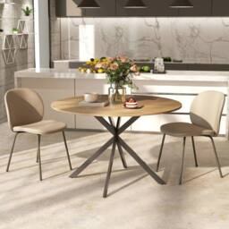 EONLION 120 cm Dining Table Industrial Kitchen Table with Steel Legs in Brown - Size: 100 cm - thumbnail 5