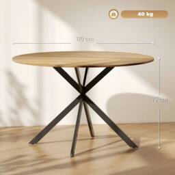 EONLION 120 cm Dining Table Industrial Kitchen Table with Steel Legs in Brown - Size: 100 cm - thumbnail 2