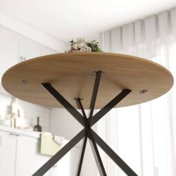 EONLION 120 cm Dining Table Industrial Kitchen Table with Steel Legs in Brown - Size: 100 cm - thumbnail 4