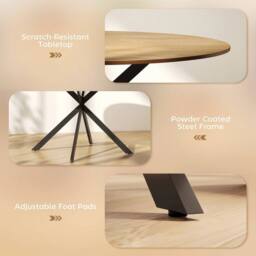 EONLION 120 cm Dining Table Industrial Kitchen Table with Steel Legs in Brown - Size: 100 cm - thumbnail 3
