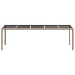 Berkfield Home Garden Dining Table Beige 250x100x75 cm Poly Rattan - Size: 250 x 100 x 75 cm - thumbnail 3