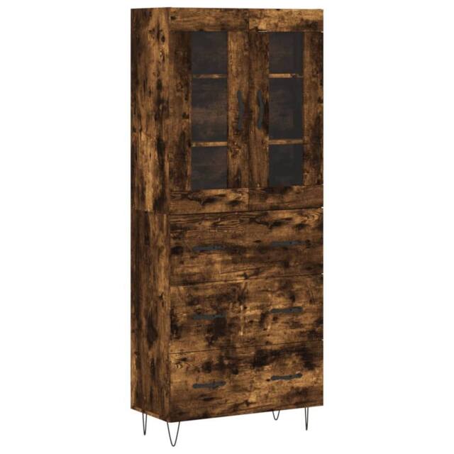 Berkfield Home Highboard Smoked Oak 69.5x34x180 cm Engineered Wood in Brown - image 1