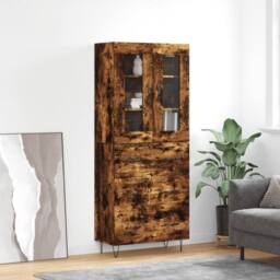 Berkfield Home Highboard Smoked Oak 69.5x34x180 cm Engineered Wood in Brown - thumbnail 2